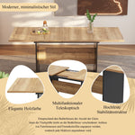 Extendable Dining Table 140/180x80cm Rectangular Wood Grain Minimalist Style Natural
