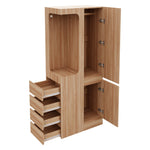 Wardrobe 70x40x170cm Drawers Storage Single Door, Wood Color