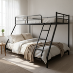 Space-Saving Bed Frame with Two Sleeping Places, Metal