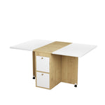 Dining Table Set Extendable Folding Multifunctional 4 Chairs White + Oak