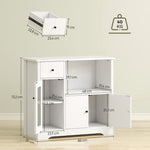 Kitchen Cabinet Sideboard with Microwave Shelf, 3 Doors, Drawer, Adjustable Shelves, White
