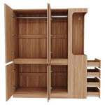 Extra-Large Wardrobe 140x40x170cm with Drawers, Storage, Open Area, Wood Color