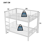Bunk Bed 140x200 cm with Ladder & Fall Protection, White Metal