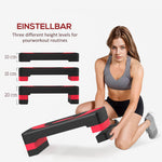 Step Board Aerobic Stepper, Height Adjustable, 150 kg, Red