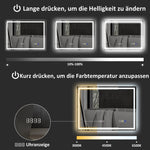 LED Bathroom Mirror 80x60 cm Bluetooth Anti-Fog Clock, Silver