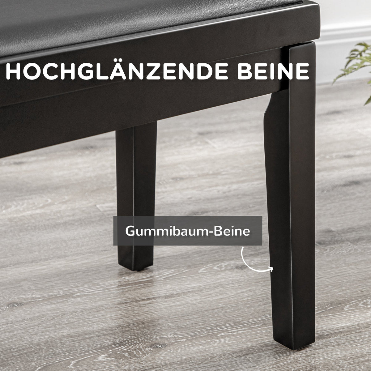 Piano Stool Height-Adjustable, Faux Leather, Black