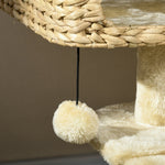 Cat Scratching Post, 98cm 2 Resting Areas Play Ball, Sisal Beige
