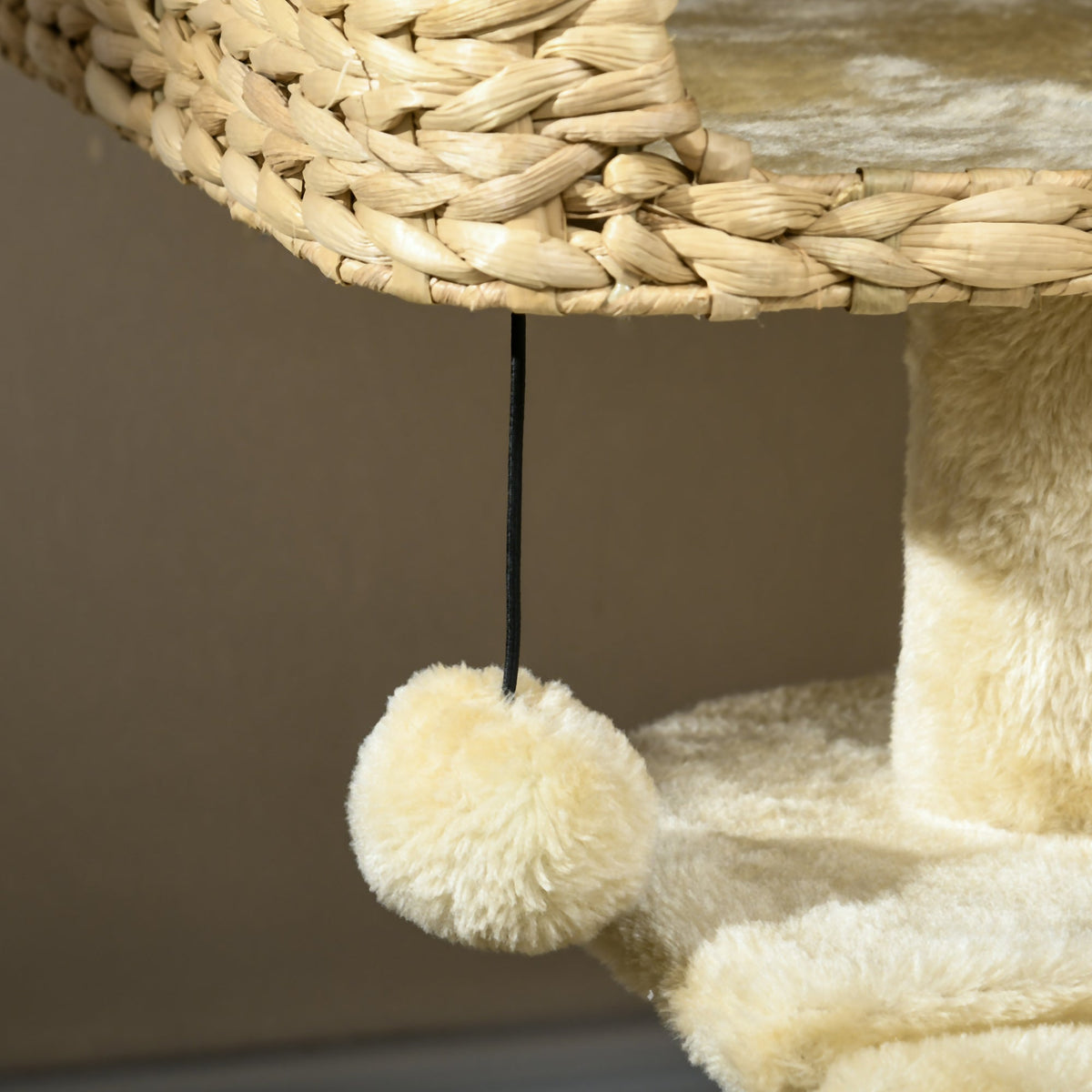 Cat Scratching Post, 98cm 2 Resting Areas Play Ball, Sisal Beige