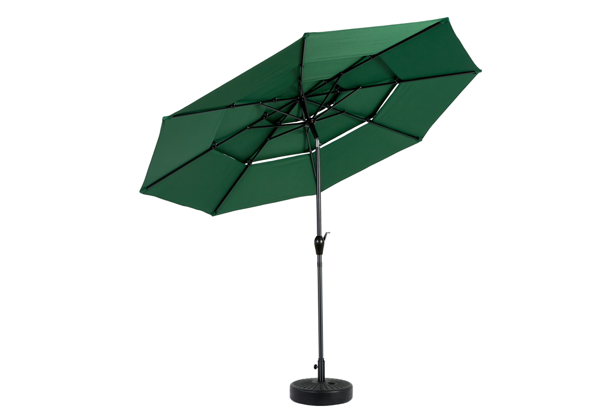 Outdoor Umbrella Double Sided Rectangular 14.8 Ft Large Crank - Dark Green (No Base)