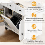 Mobile Kitchen Island Extendable Dining Area with Waste Bin & Drawers, White