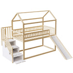 Children's Bunk Bed 90x200cm with Slide & Storage Ladder, Wood