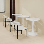 Coffee Table 27.6-inch Round Marble Mid-Century Modern 2-4 Person White Finish