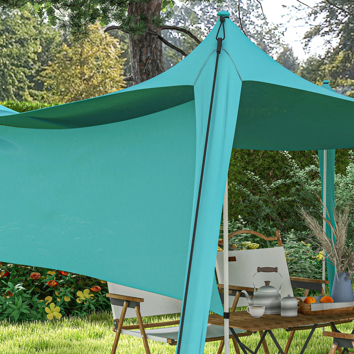 Sunshade Canopy, Waterproof 3x3x2m, Steel Poles, Fabric