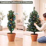 Illuminated Christmas Tree Set of 2, 60cm 60 LED Lights, Green