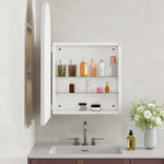 Arched Mirror Cabinet, Recessed/Wall Mount, Adjustable Shelves, White