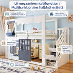Children's Loft Bed 90x200cm with House Design & Storage, White