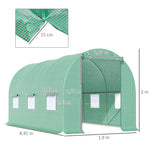 Polytunnel Greenhouse/Tomato Greenhouse with Window 445x190x200cm, Green
