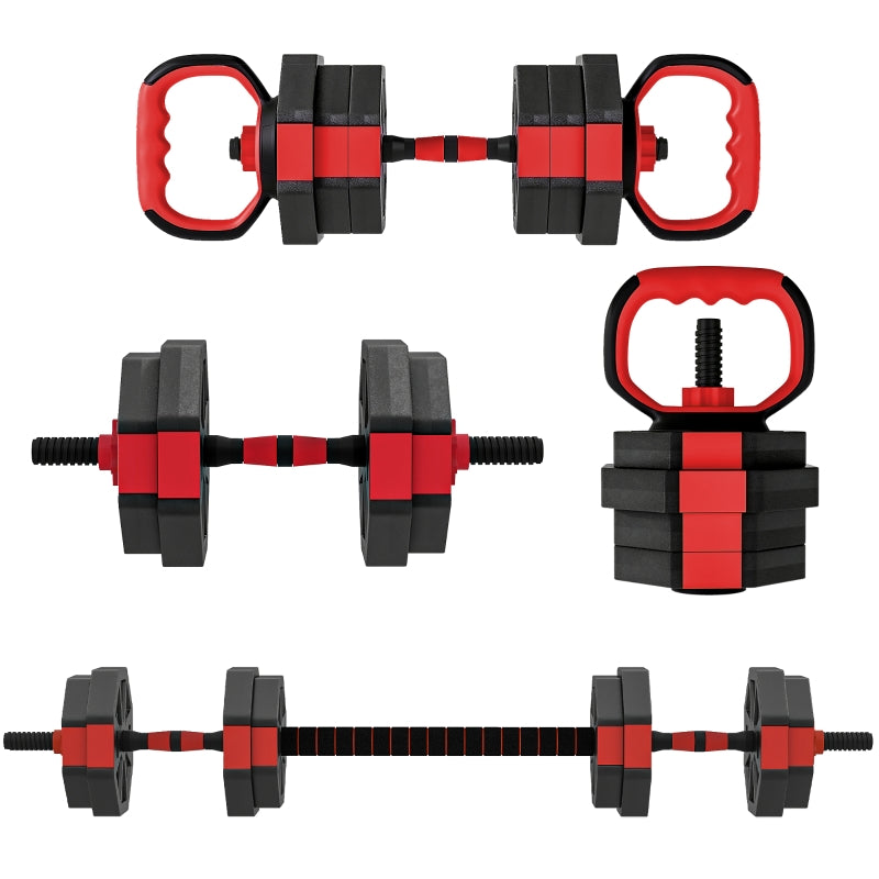 4-in-1 Dumbbell Set Adjustable 15 kg Dumbbells & Barbells