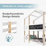 Bunk Bed 90x200cm Tree House Loft with Stairs & Fall Protection, Natural & White