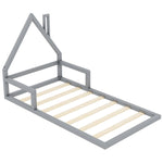 House Bed 90x200cm Flat Bed Simple Design Solid Pine - Grey