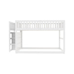 Low Bunk Bed, 140x200cm Safety with Storage & High Fence, Wooden White