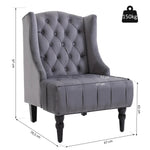 Wingback Chair Recliner, Tufting Raised Legs, Grey Velvet