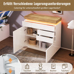 Chest of Drawers, High-Gloss Sideboard 2 Doors 3 Drawers, LED, White