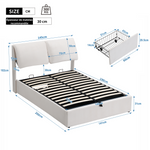 Upholstered Bed 140x190cm Hydraulic Storage 3 Drawers Velvet Beige