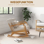 Rocking Chair, Padded Wooden Frame Armrest Relaxing, Cream