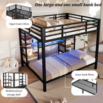 Bunk Bed 90/140x200 cm with Storage, USB & LED, Black Metal