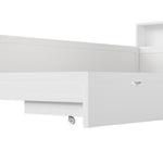 Wooden L-Shaped Platform Bed with Pull-Out Bed and Drawer, White