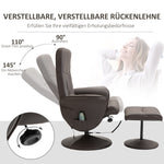 TV Armchair 2-piece Reclining 360° Swivel 10 Massage Points, Faux Leather Brown