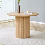 Round Dining Table 100cm MDF Storage 4-6 Seater - Light Wood Look