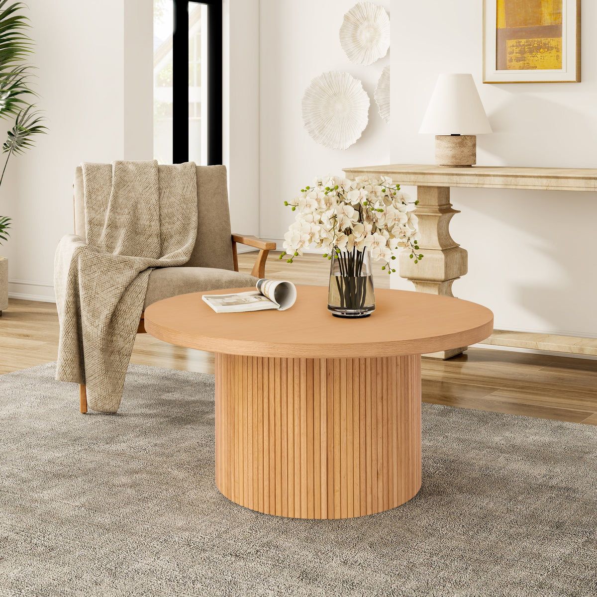 Solid Wood Round Coffee Table