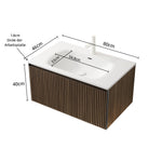 Bathroom Vanity Unit with Ceramic Sink and Drawer, 80cm Wall-Mounted Plywood, Brown Oak Finish