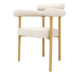 2 Dining Chairs Modern Ring Seats Gold Legs - Beige Suede