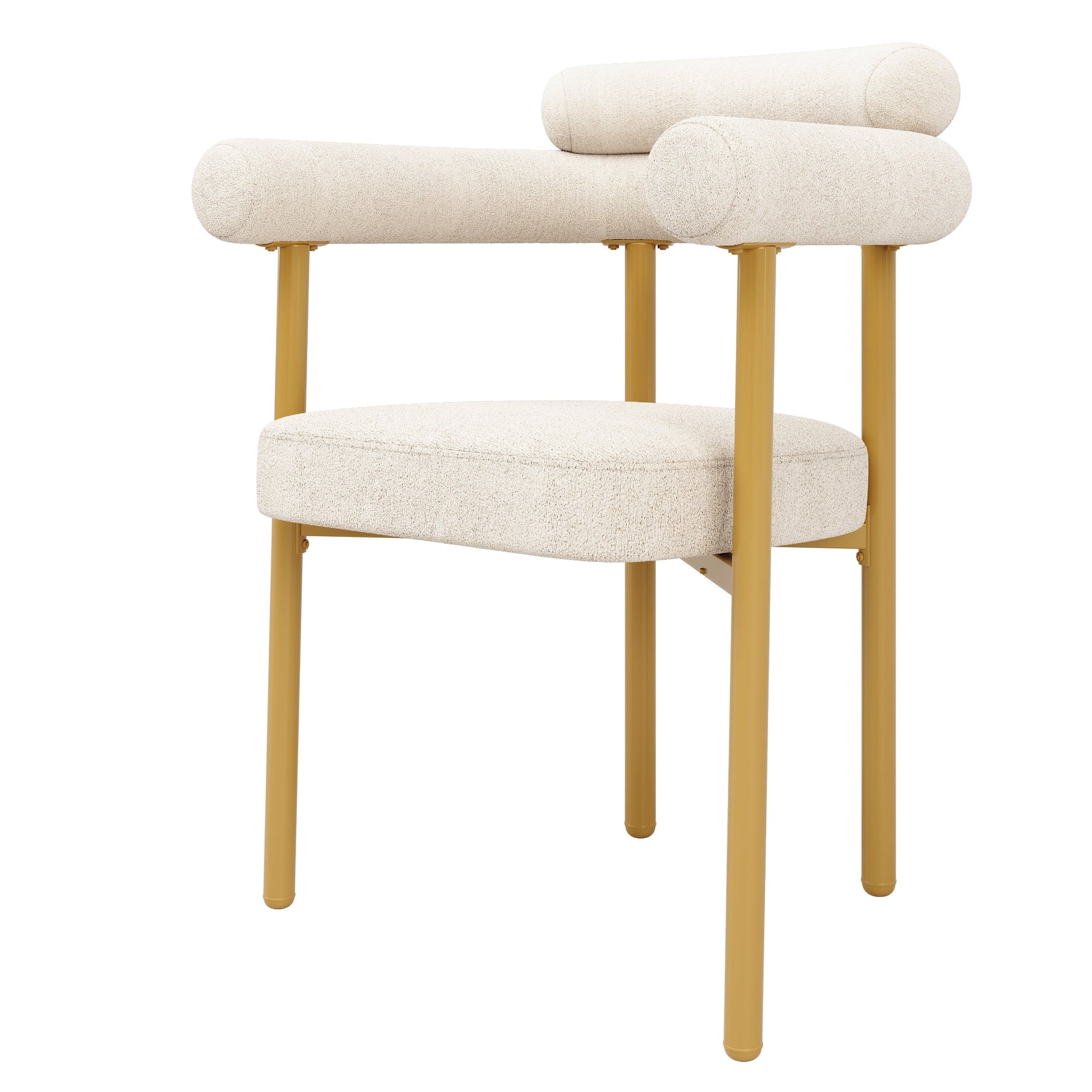 2 Dining Chairs Modern Ring Seats Gold Legs - Beige Suede