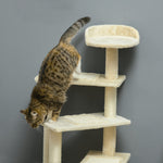 Cat Tree 100 cm, Sisal Posts, Large Platform, Multi-Level, Beige