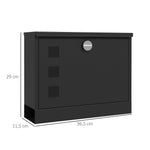 Mailbox with Newspaper Compartment, Water-Repellent, Black Metal