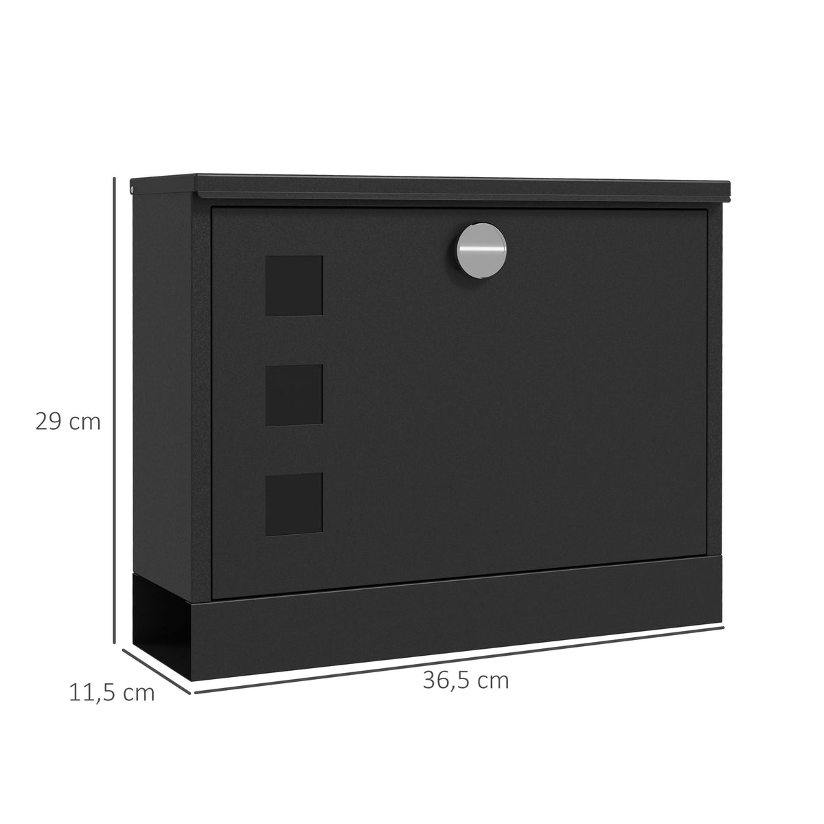 Mailbox with Newspaper Compartment, Water-Repellent, Black Metal