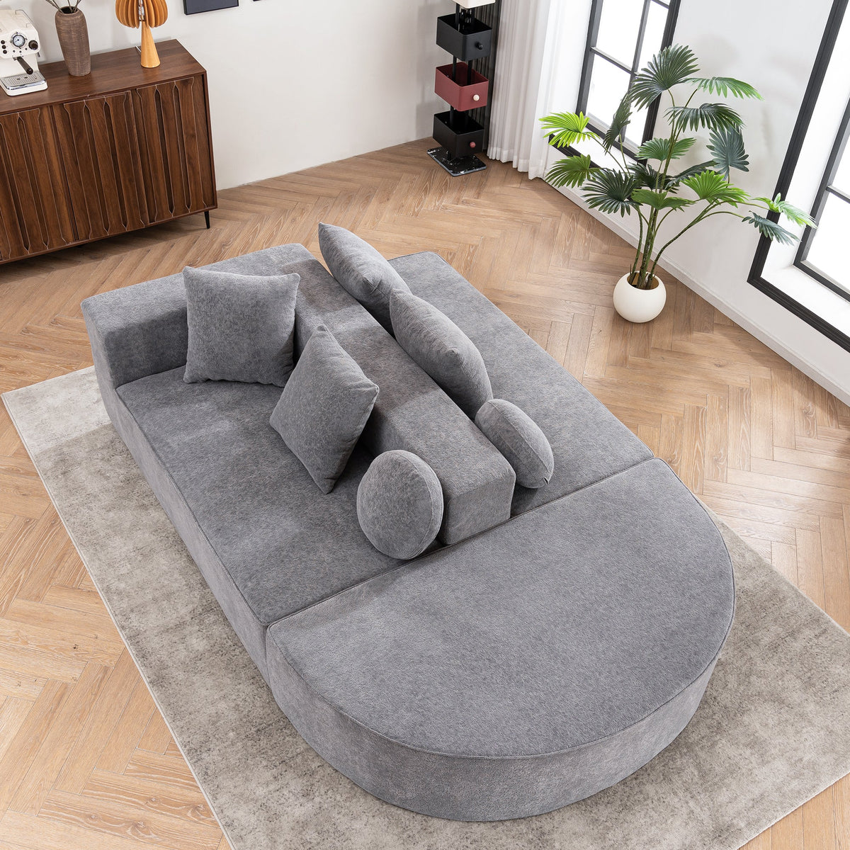 Modular Sofa Segmented Boneless No Assembly - Chenille Fabric
