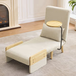 3-in-1 Convertible Armchair, Sleeping Function Upholstered Folding Seat, Wooden Tray