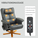 Recliner Chair with Reclining Function, Massage, Stool, Faux Leather, Dark Grey