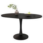 Extendable Oval Dining Table 100/140x100cm Modern - Black