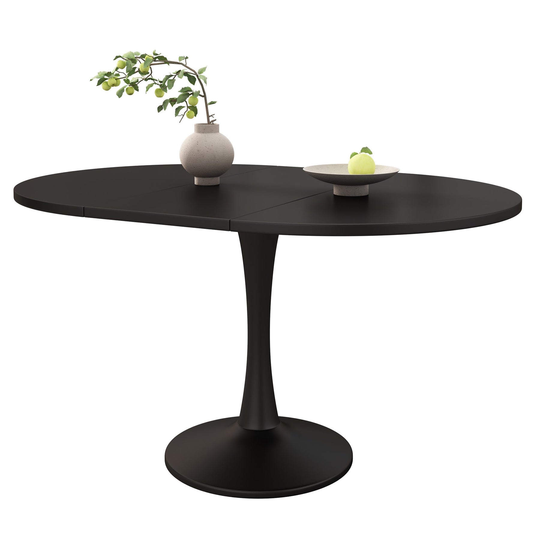 Extendable Oval Dining Table 100/140x100cm Modern - Black