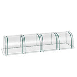 Tunnel Greenhouse, 4 Zippered Windows, Steel Frame, Robust Tarpaulin, Transparent