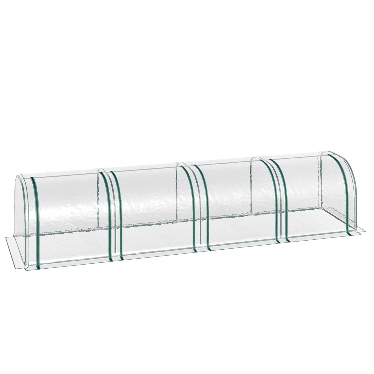 Tunnel Greenhouse, 4 Zippered Windows, Steel Frame, Robust Tarpaulin, Transparent