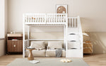 Loft Bed 90x200 Safety Storage Ladder Solid Pine Wood, White