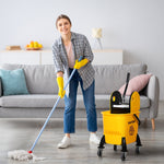 Cleaning Trolley with Bucket & Wringer, 26 Liters, Yellow