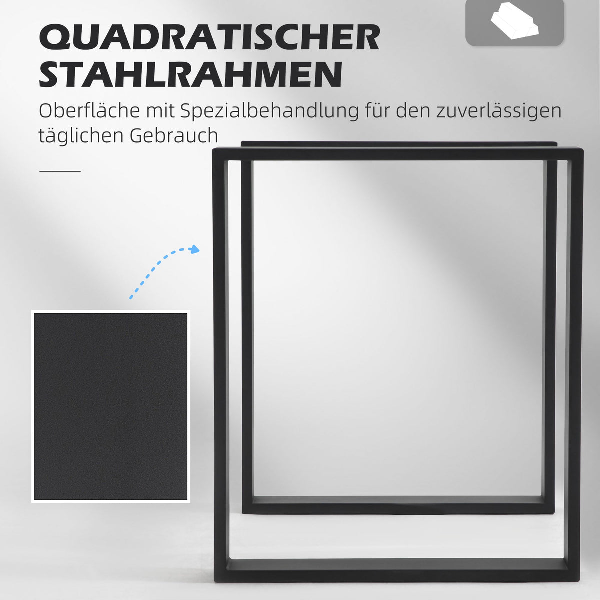 Table Legs, Square Profile Steel, Black
